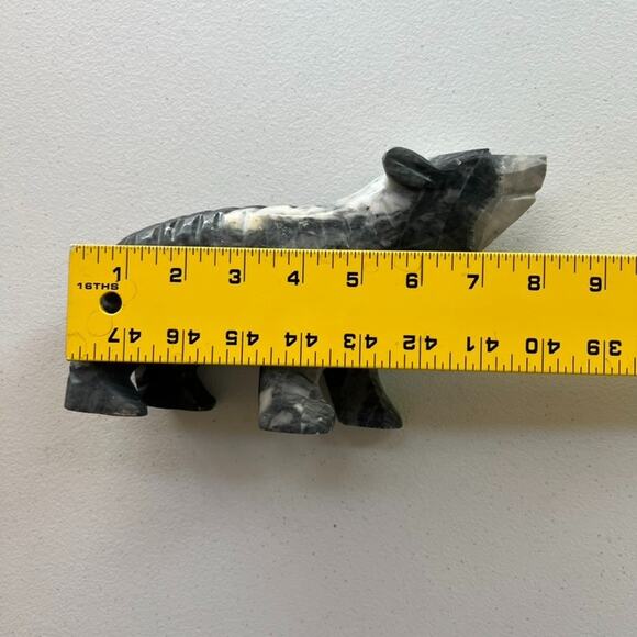 Hand Carved Gray ONYX Stone Bear Figurine Vintage Animal 8" - Picture 6 of 11